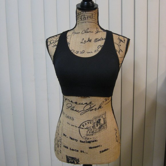 NWOT AK black strappy padded sports bra bralette M - Picture 2 of 6